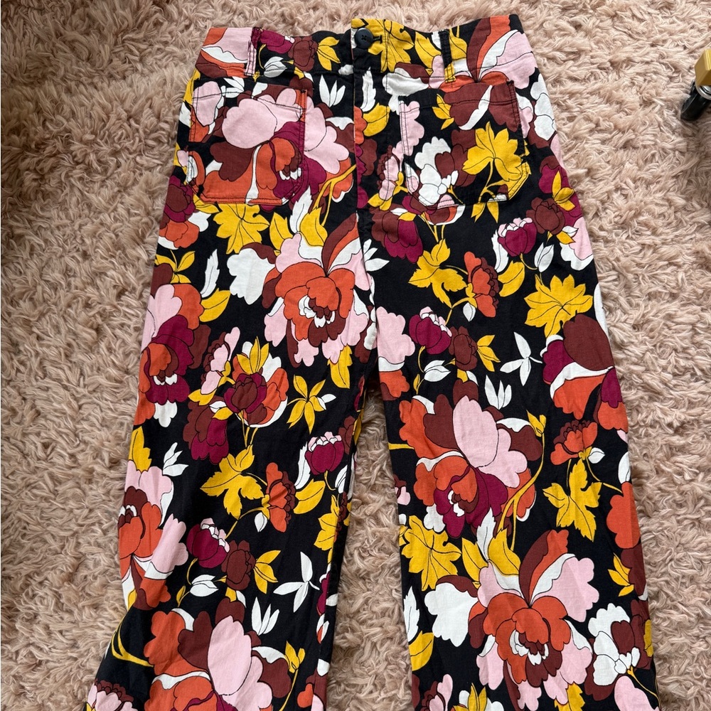 Anthropologie Floral Wide Leg Pants - Multicolor